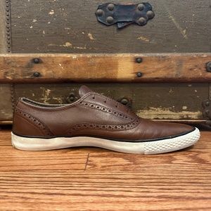 John Varvatos x Converse Slip-on Wingtip shoes in Cognac Brown leather. Size 9.5